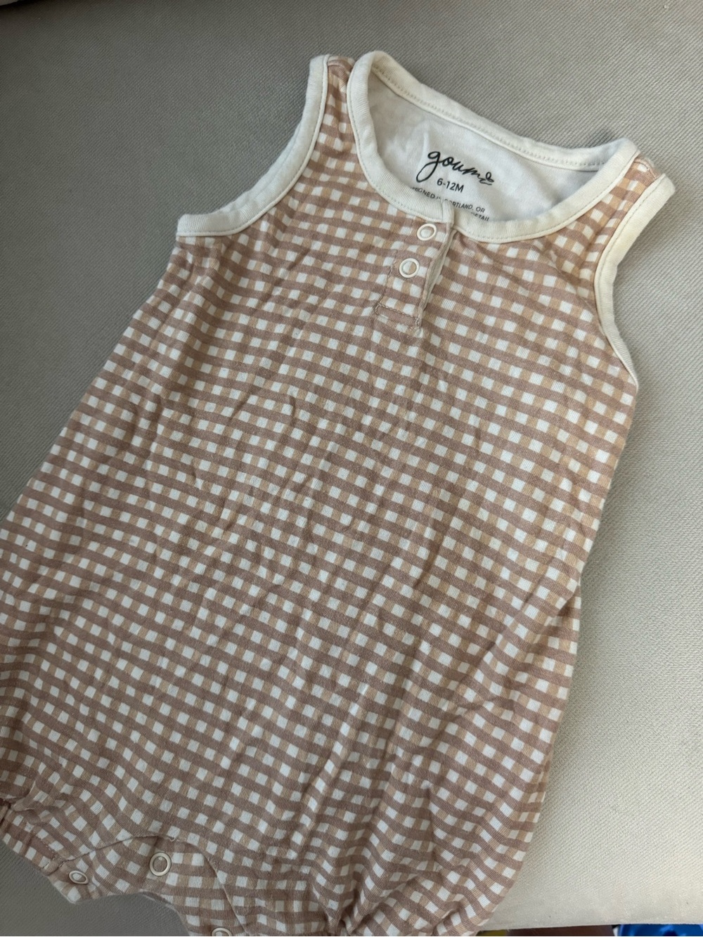 Goumz Beige Gingham Tank One-Piece for Kids
